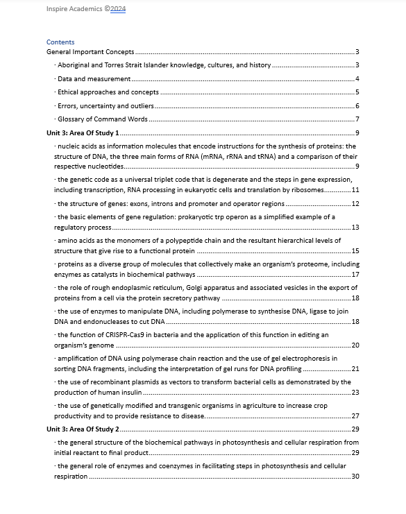 A+ Notes: VCE 3/4 Biology (Current Study Design: Victoria)